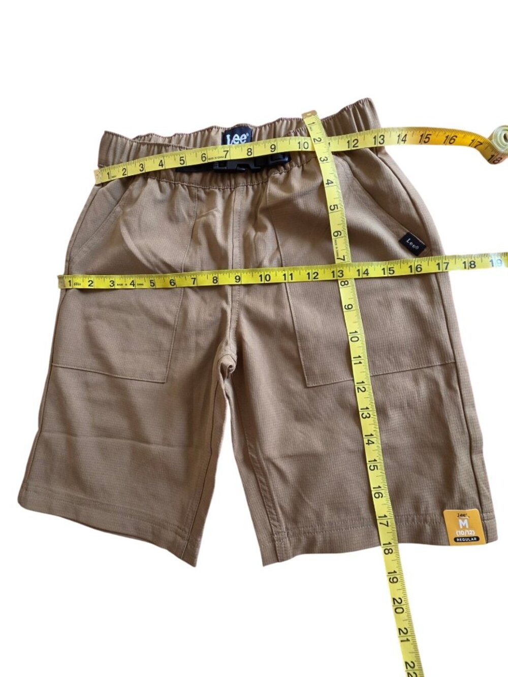 Lee Boys Khaki Elastic Waist Cargo Shorts With Built-In Belt M (10/12) Regular - Picture 3 of 7